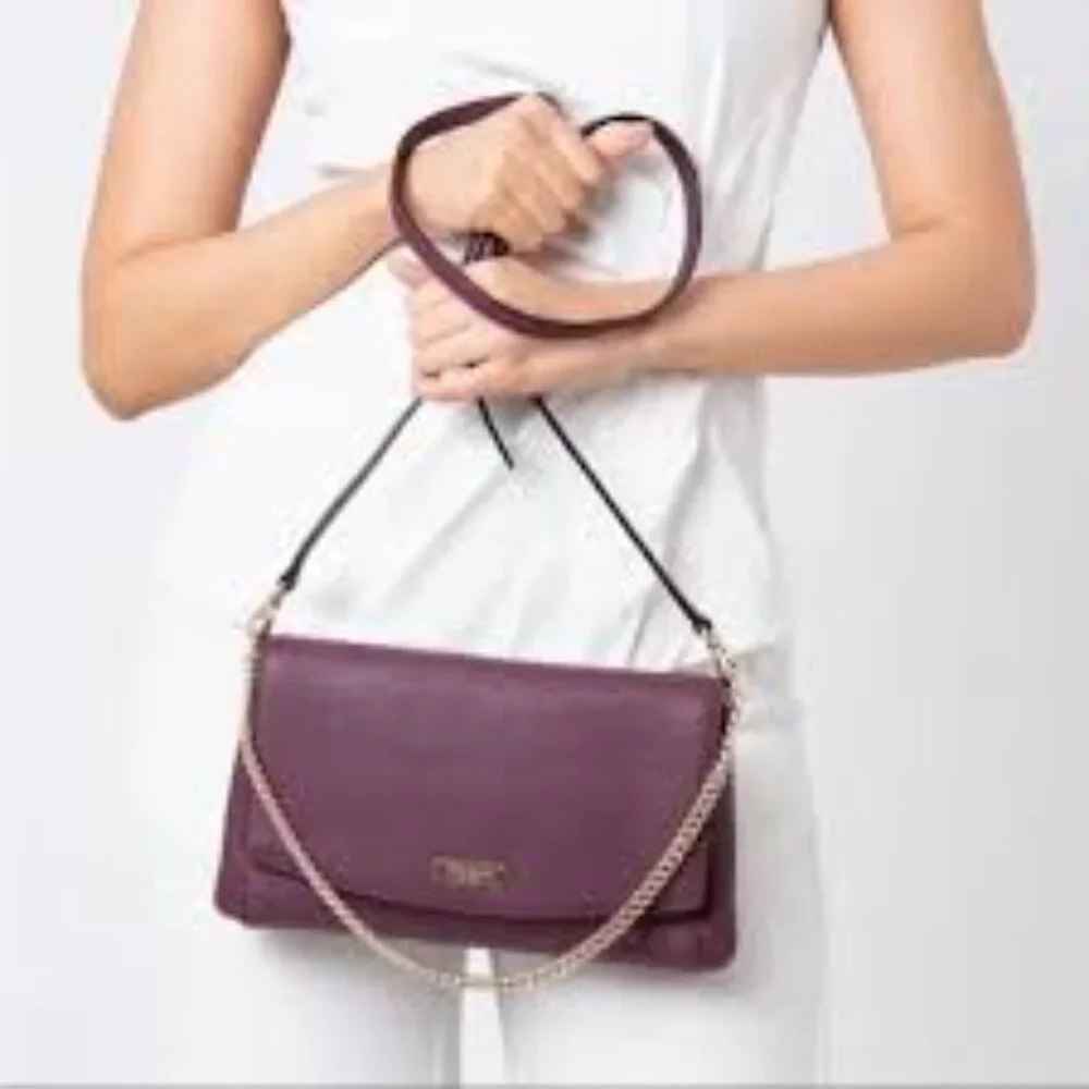 NWOT Elegant Burgundy Plum Shoulder Crossbody Bag handbag Size M